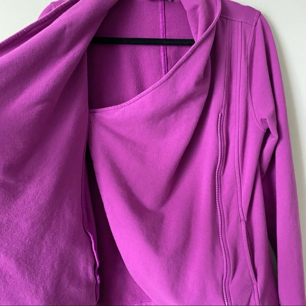 The North Face sharlet wrap sweater jacket purple asymmetrical zip medium